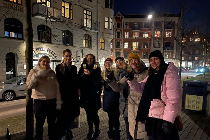 a group of people that are standing in the street