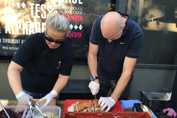 a person that is cooking some food
