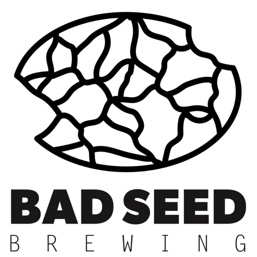 Logo with cracked seed above the text 'Bad Seed Brewing'.