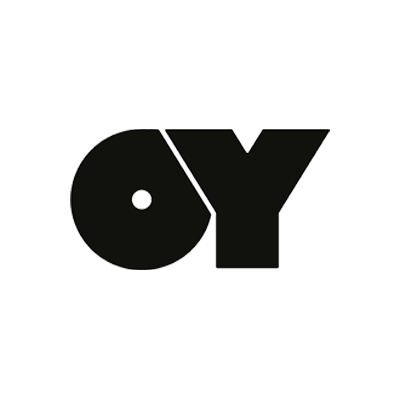 Black logo with stylized letters 'OY' on a white background.